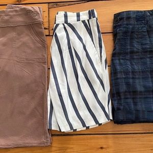 Lot-3 Bermuda Shorts Skort Zara-Abercrombie & Fitch-Free People Plaid Stripes-XS